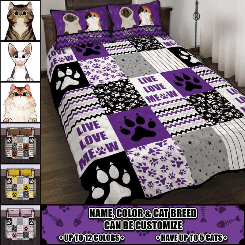 Cat Shape Pattern Quilt Bedding Set Muilt Colors