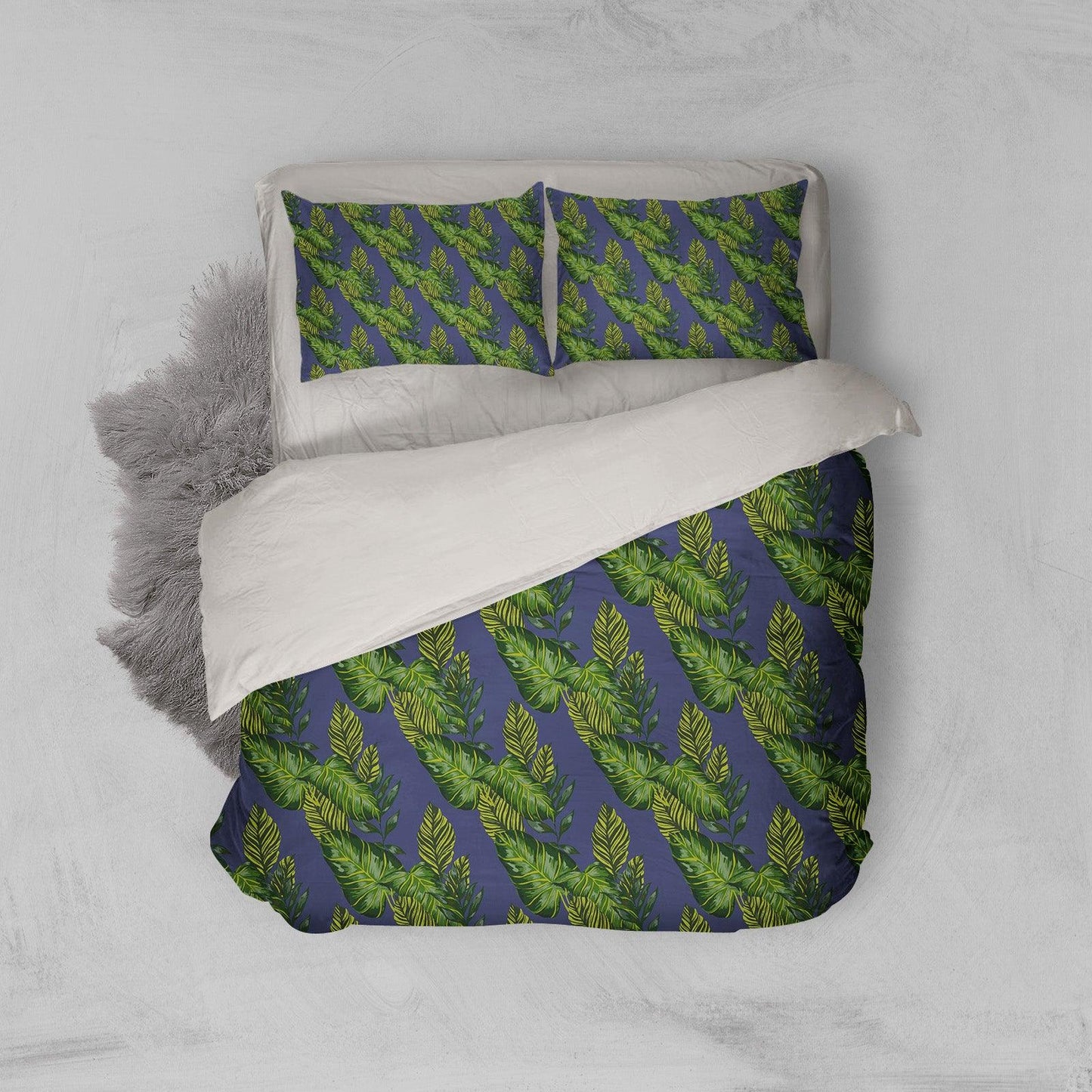 3D Blue Green Leaves Quilt Cover Set Bedding Set Pillowcases 141