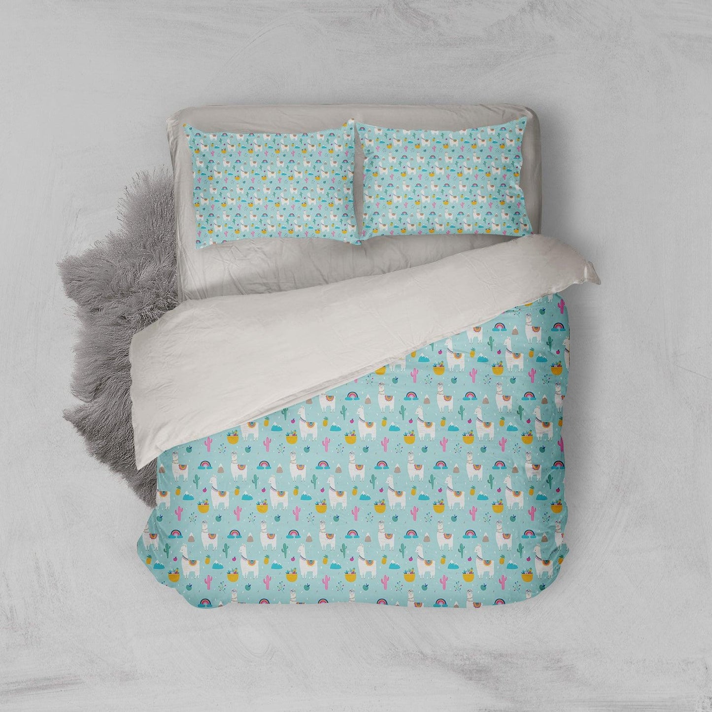 3D Blue Alpaca Cactus Pineapple Quilt Cover Set Bedding Set Pillowcases 172