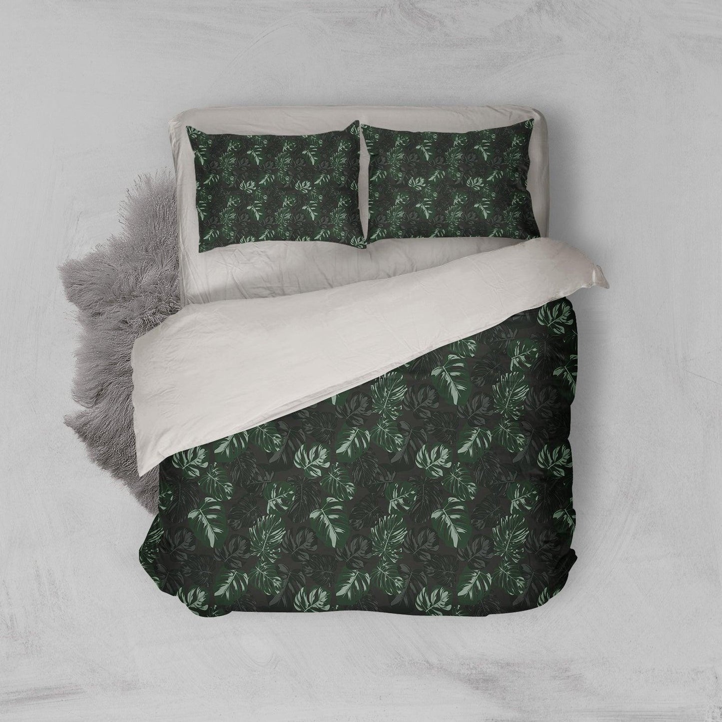 3D Black Green Tropical Leaves Quilt Cover Set Bedding Set Pillowcases 185