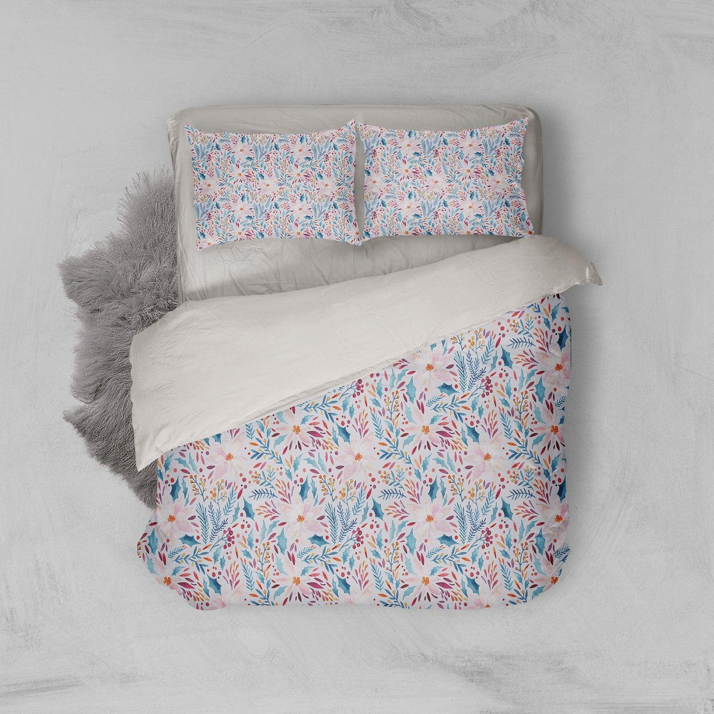 3D Blue Floral Leaves Quilt Cover Set Bedding Set Pillowcases 81