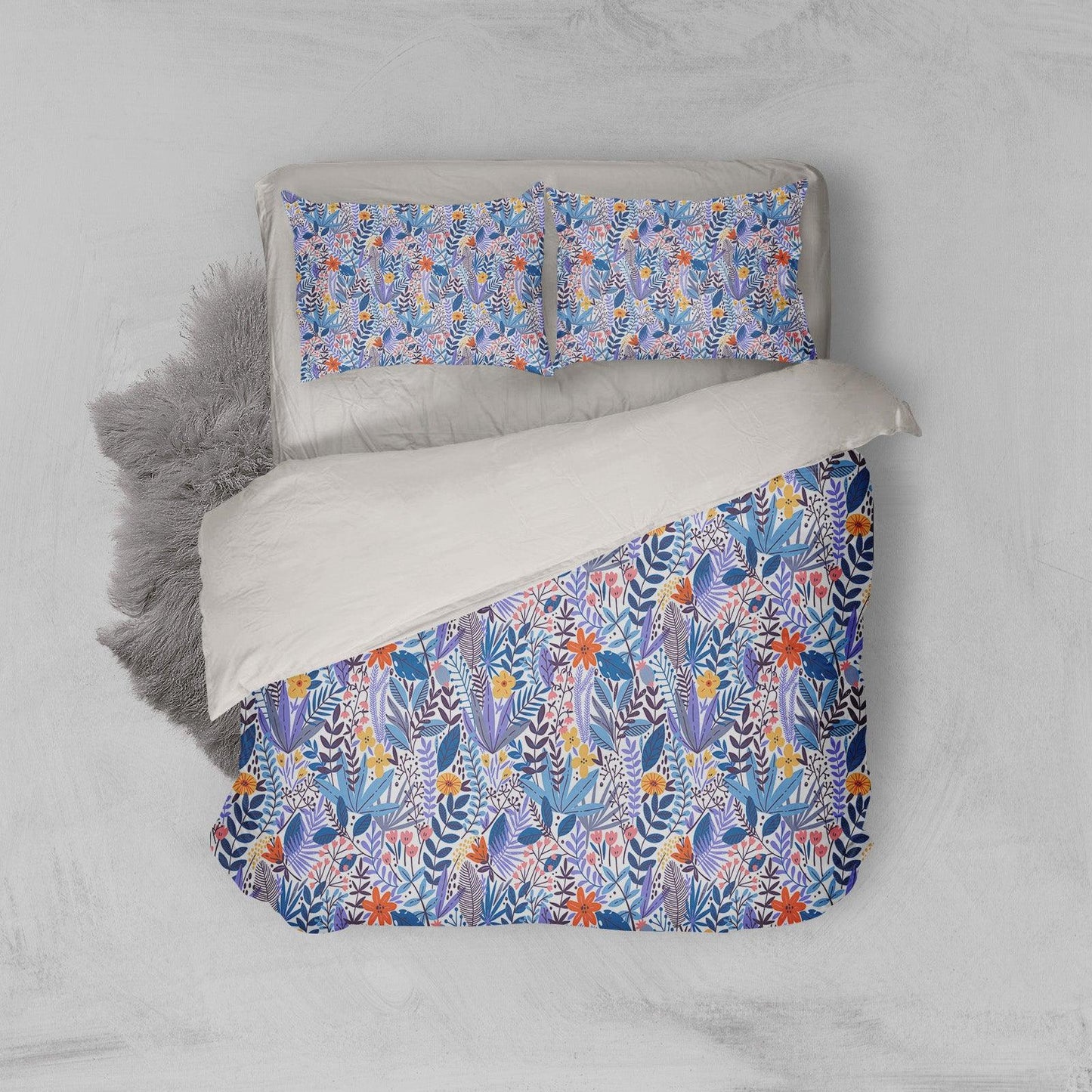 3D Blue Floral Leaves Branch Quilt Cover Set Bedding Set Pillowcases 132