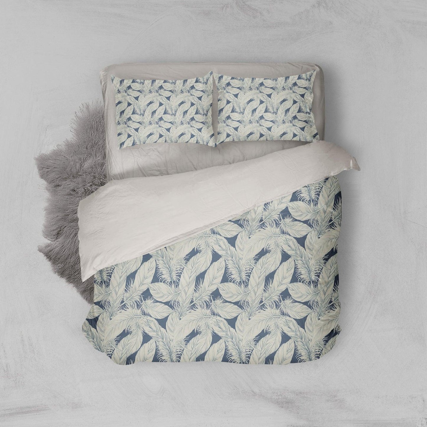 3D Blue White Feather Quilt Cover Set Bedding Set Pillowcases 121