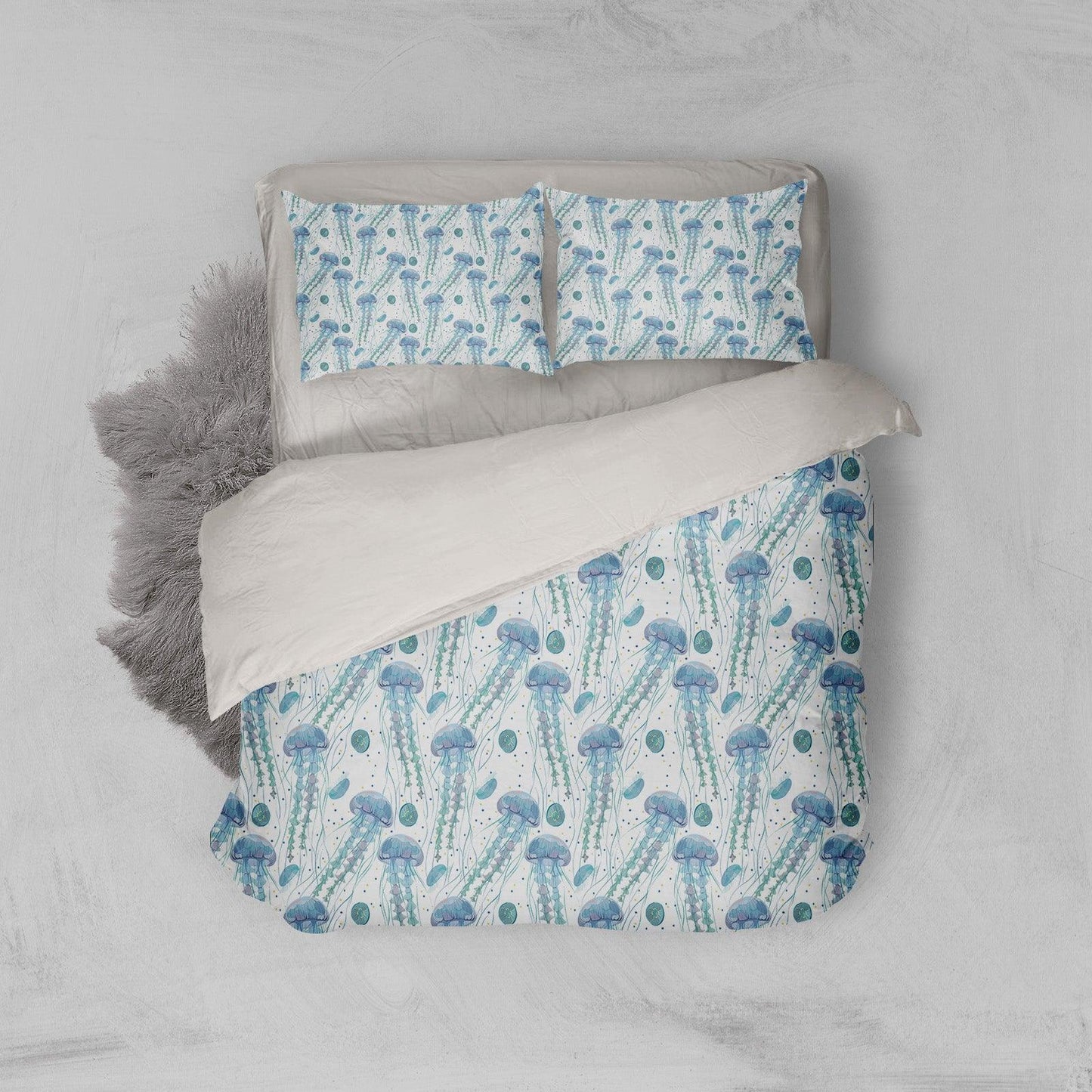 3D Blue Jellyfish Quilt Cover Set Bedding Set Pillowcases 115