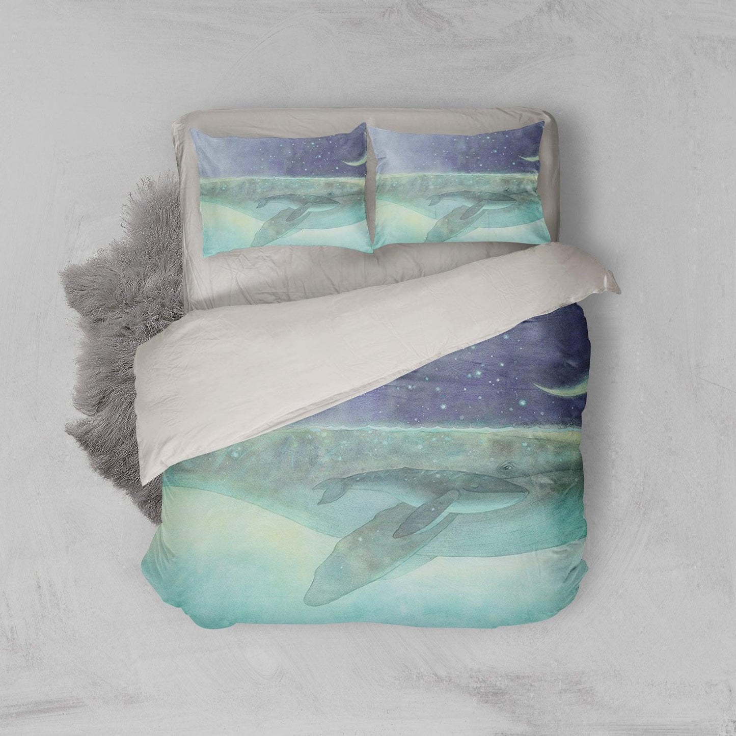 3D Blue Star Whale Quilt Cover Set Bedding Set Pillowcases 187