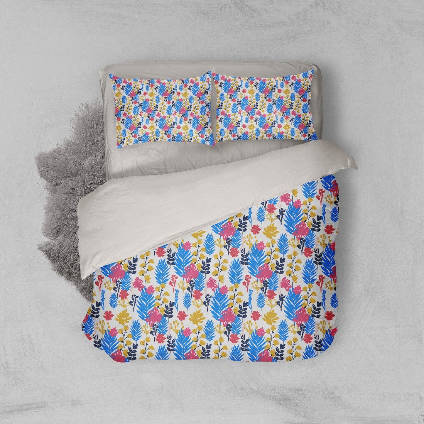 3D Blue Yellow Pink Floral Leaves Branch Quilt Cover Set Bedding Set Pillowcases 191