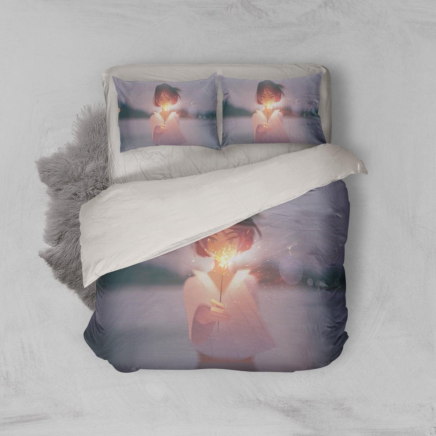 3D Cartoon Girl Quilt Cover Set Bedding Set Pillowcases 162