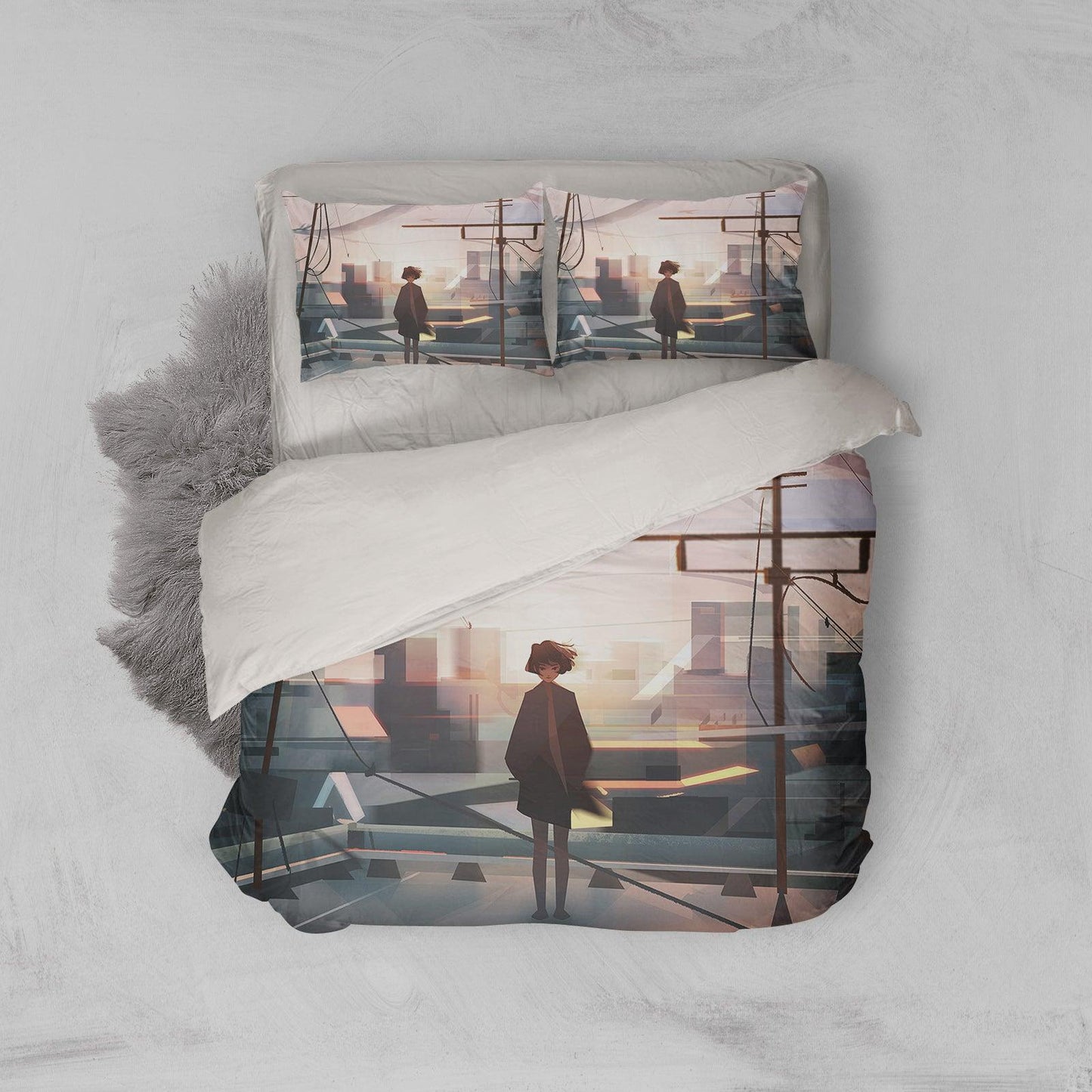 3D Cartoon Girl Quilt Cover Set Bedding Set Pillowcases 156