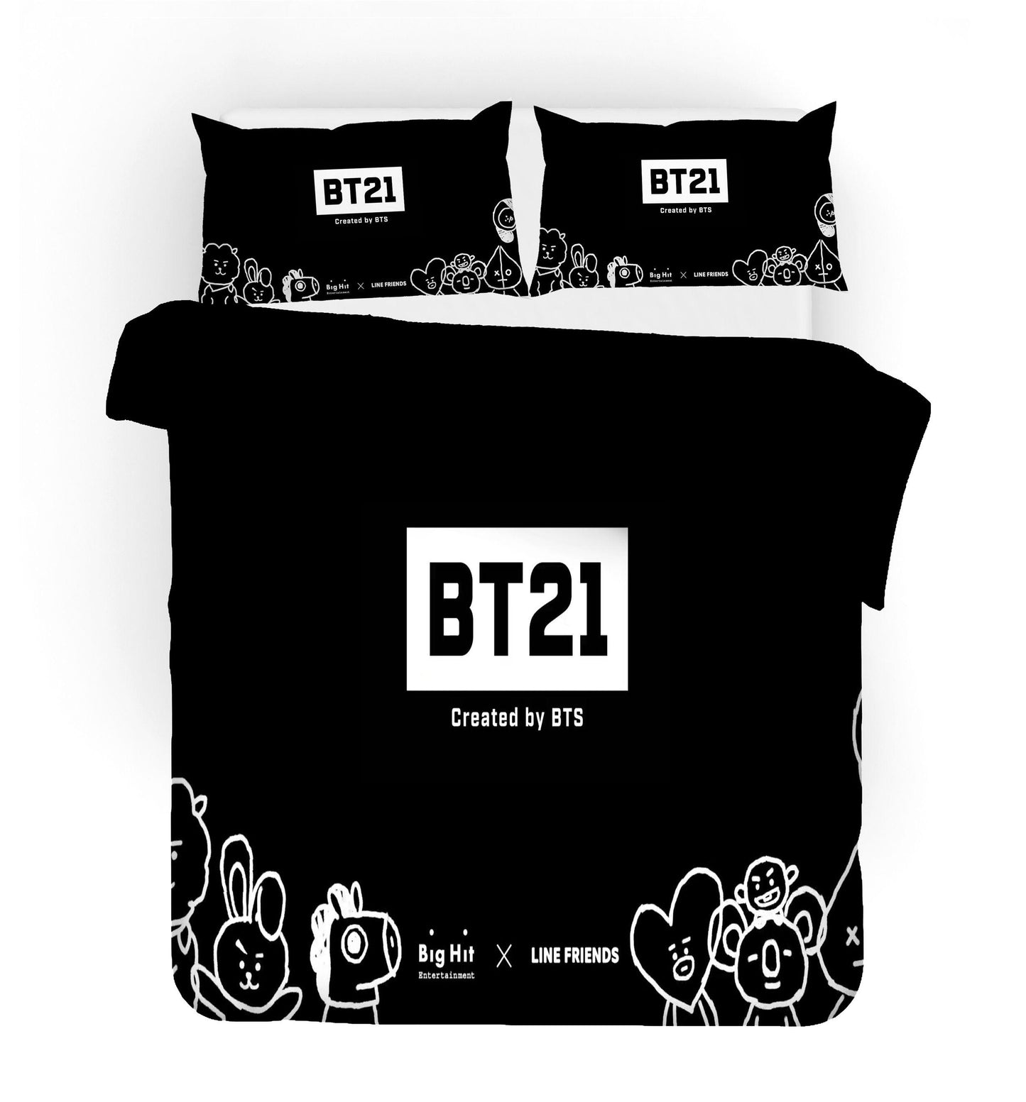 3D Black BT 21 Quilt Cover Set Bedding Set Pillowcases 101