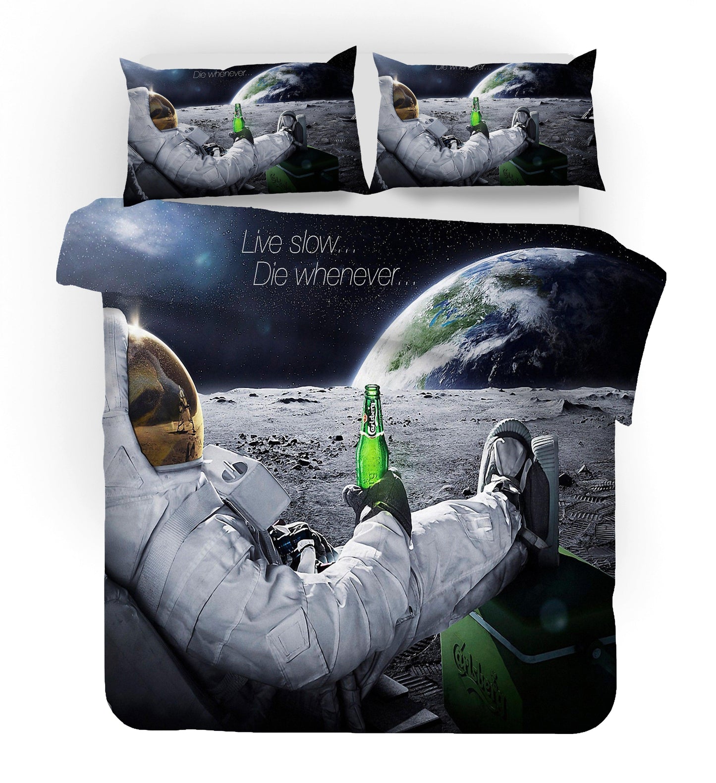 3D Astronaut Space Beer Quilt Cover Set Bedding Set Pillowcases 90