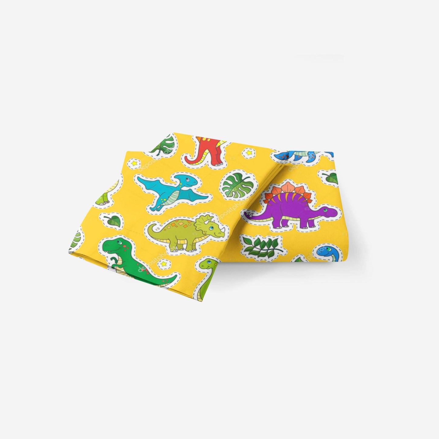 3D Cartoon Animal Dinosaur Leaf Yellow Quilt Cover Set Bedding Set Duvet Cover Pillowcases 50