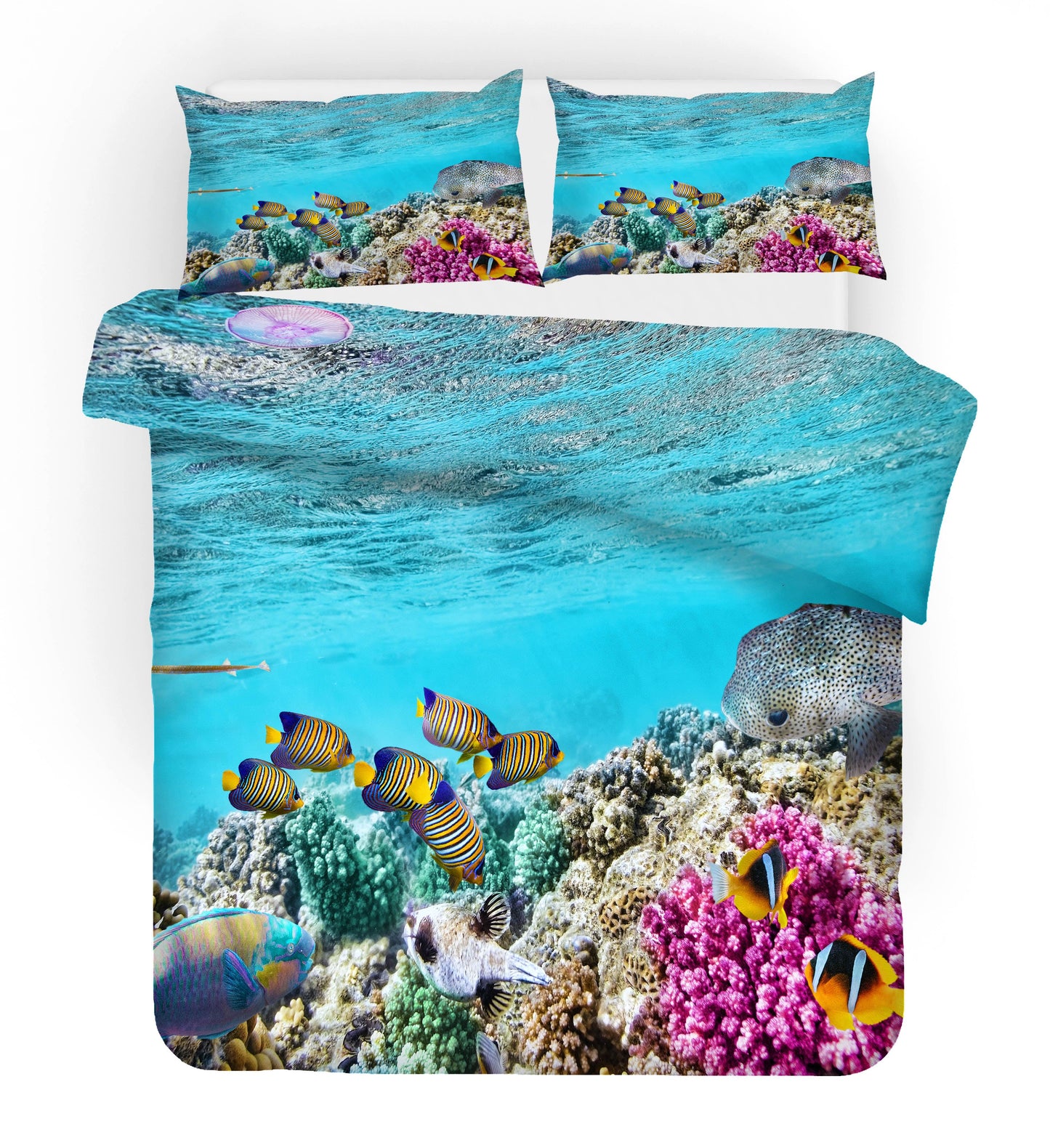 3D Blue Seabed Fish Coral Quilt Cover Set Bedding Set Pillowcases 63