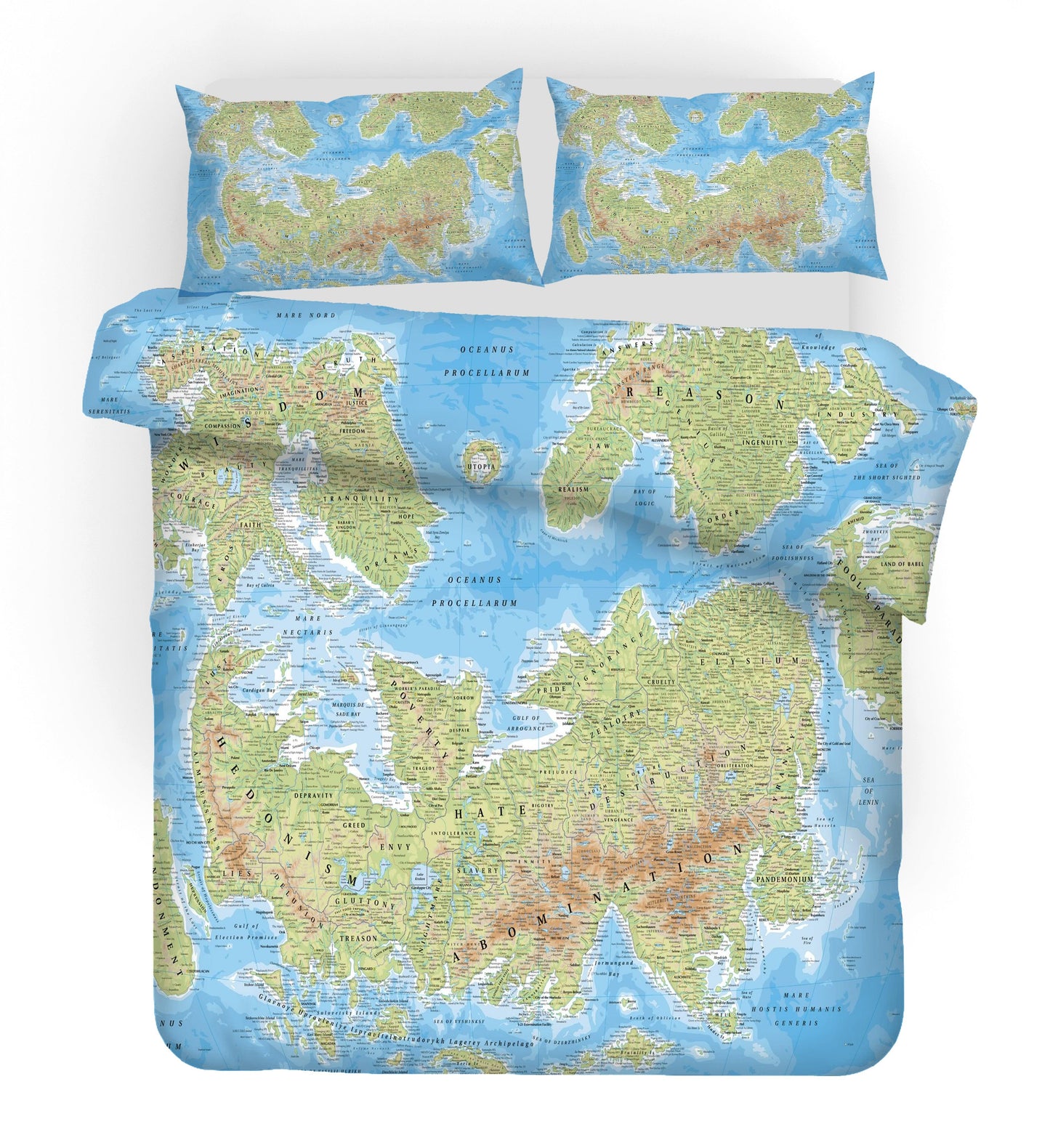 3D Blue World Map Quilt Cover Set Bedding Set Pillowcases 68