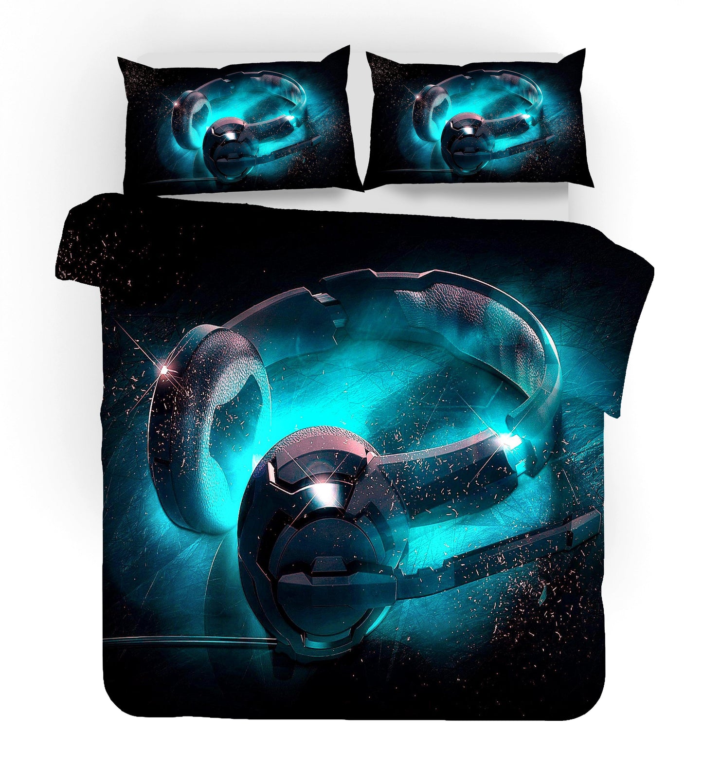 3D Blue Disc Jockey Music DJ Headset Quilt Cover Set Bedding Set Pillowcases 76