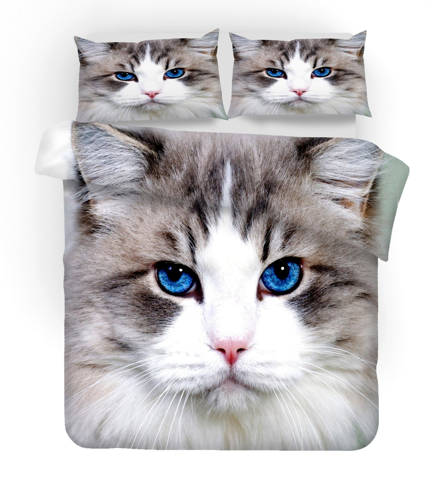 3D Blue Eyes Cat Quilt Cover Set Bedding Set Pillowcases 186