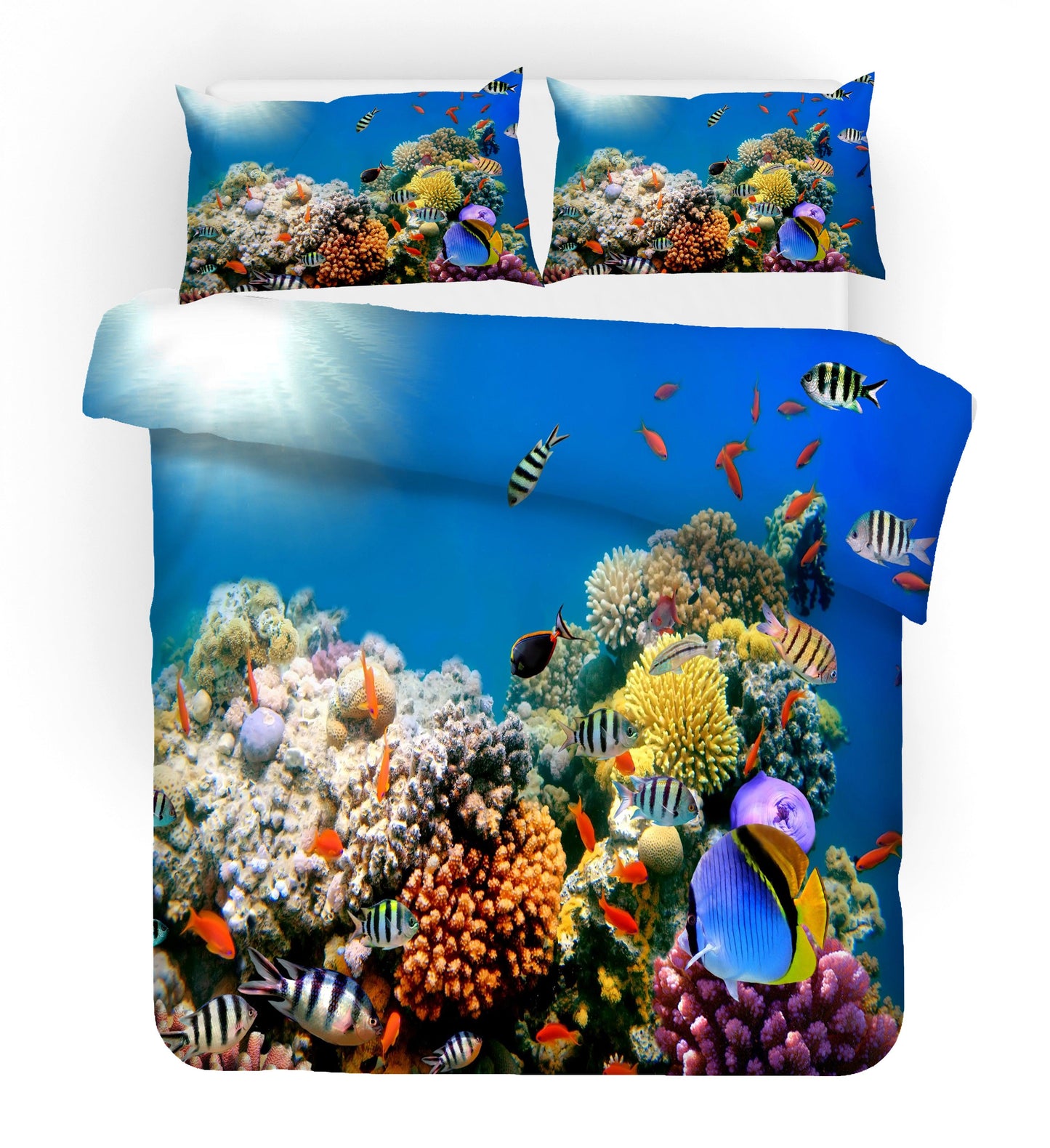 3D Blue Ocean Seabed Fish Coral Quilt Cover Set Bedding Set Pillowcases 65