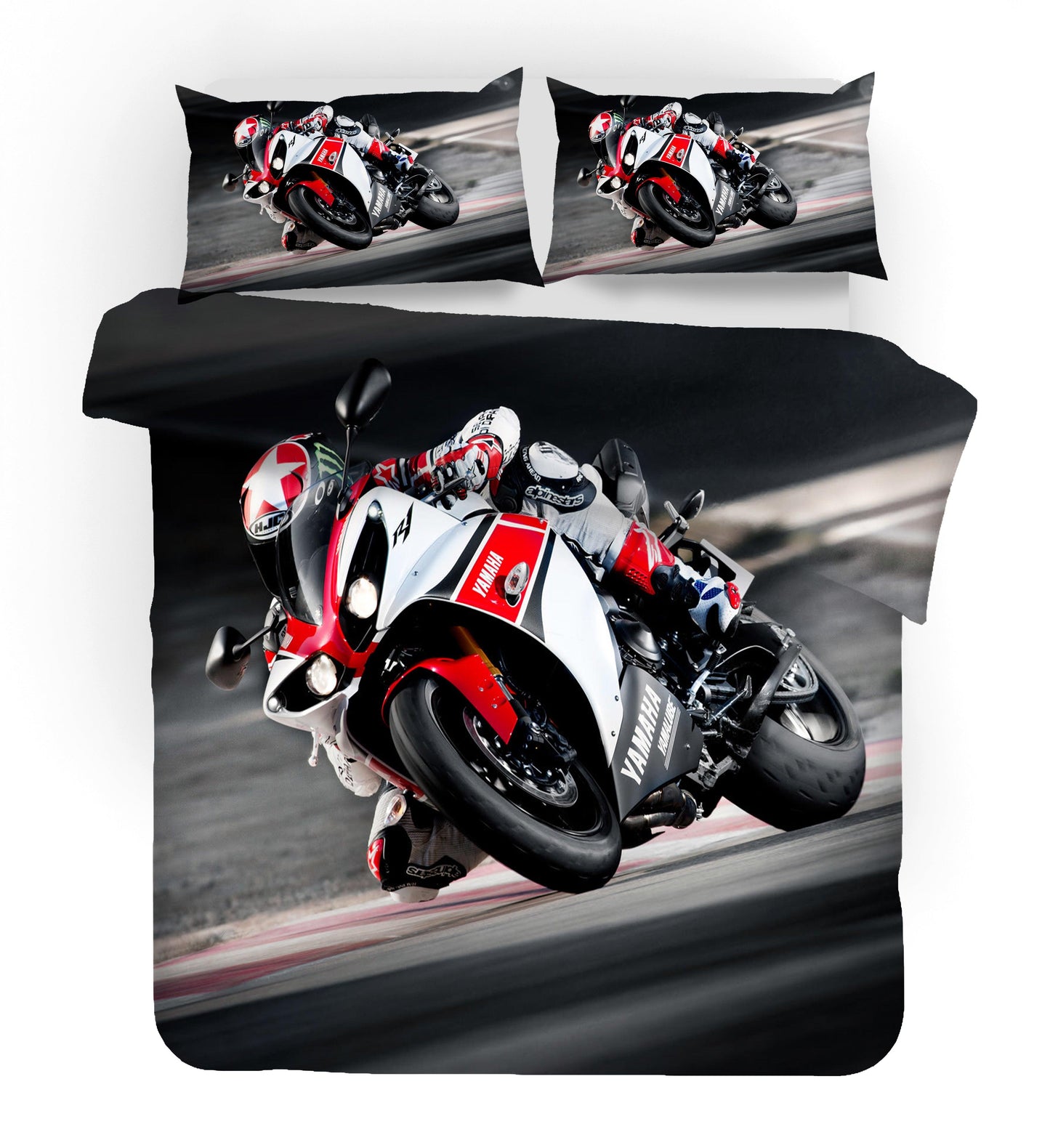3D Black Red Motorcycle Rider Quilt Cover Set Bedding Set Pillowcases 89