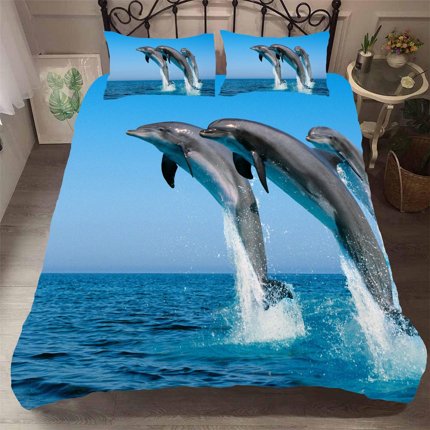 3D Blue Sea Surface Dolphin Quilt Cover Set Bedding Set Duvet Cover Pillowcases SF63