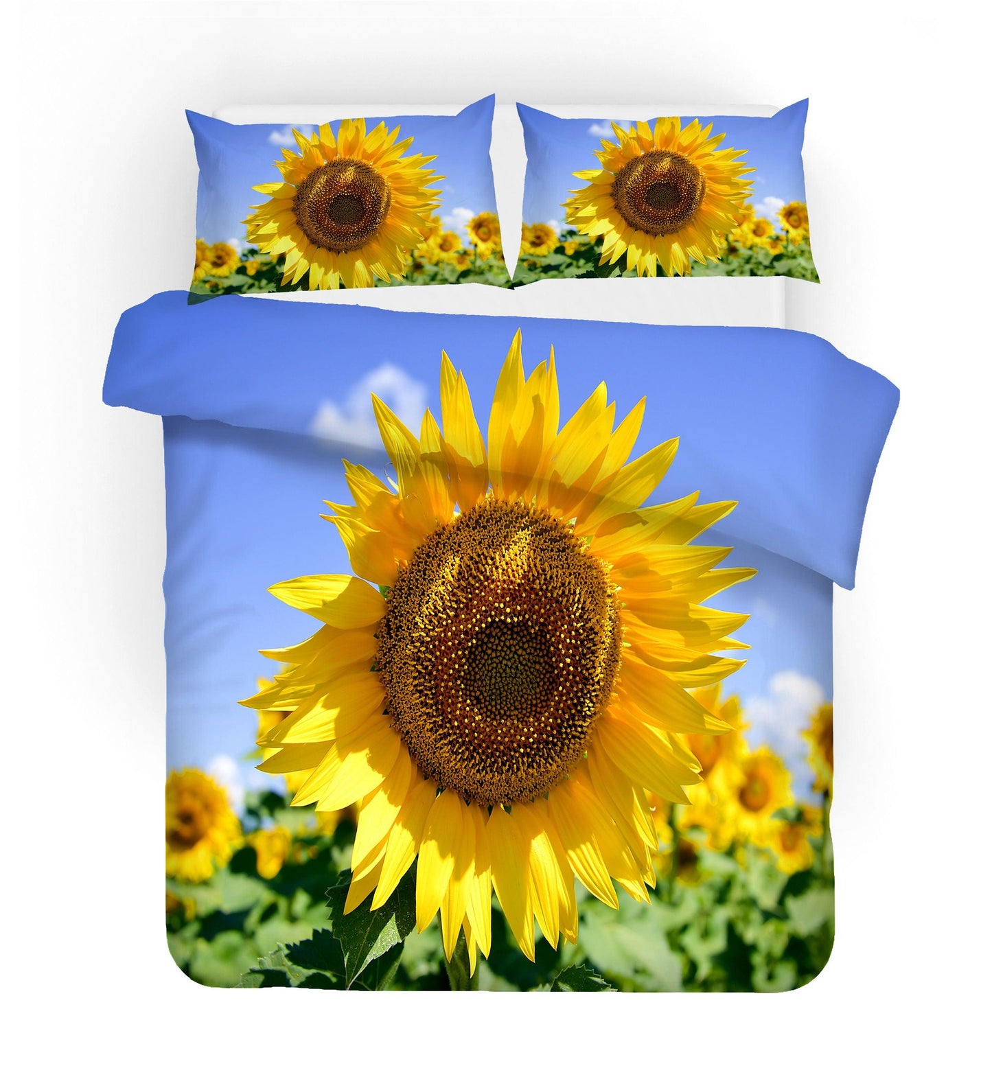 3D Blue Sky Sunflowers Quilt Cover Set Bedding Set Pillowcases 103