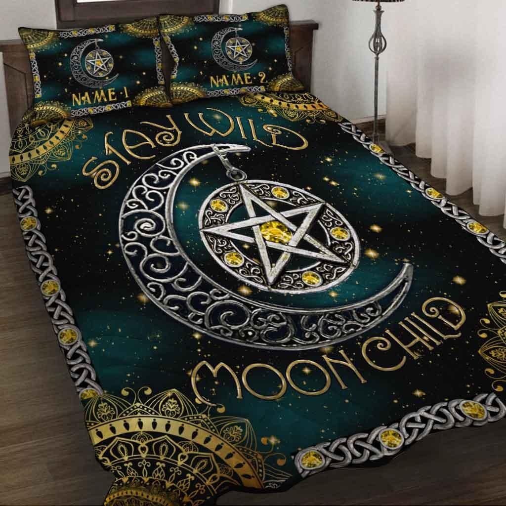 Custom Stay Wild Moon Child Witch - Personalized Quilt Bedding Set