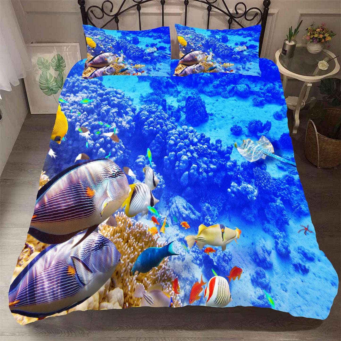 3D Blue Seabed Coral Fish Quilt Cover Set Bedding Set Duvet Cover Pillowcases SF64