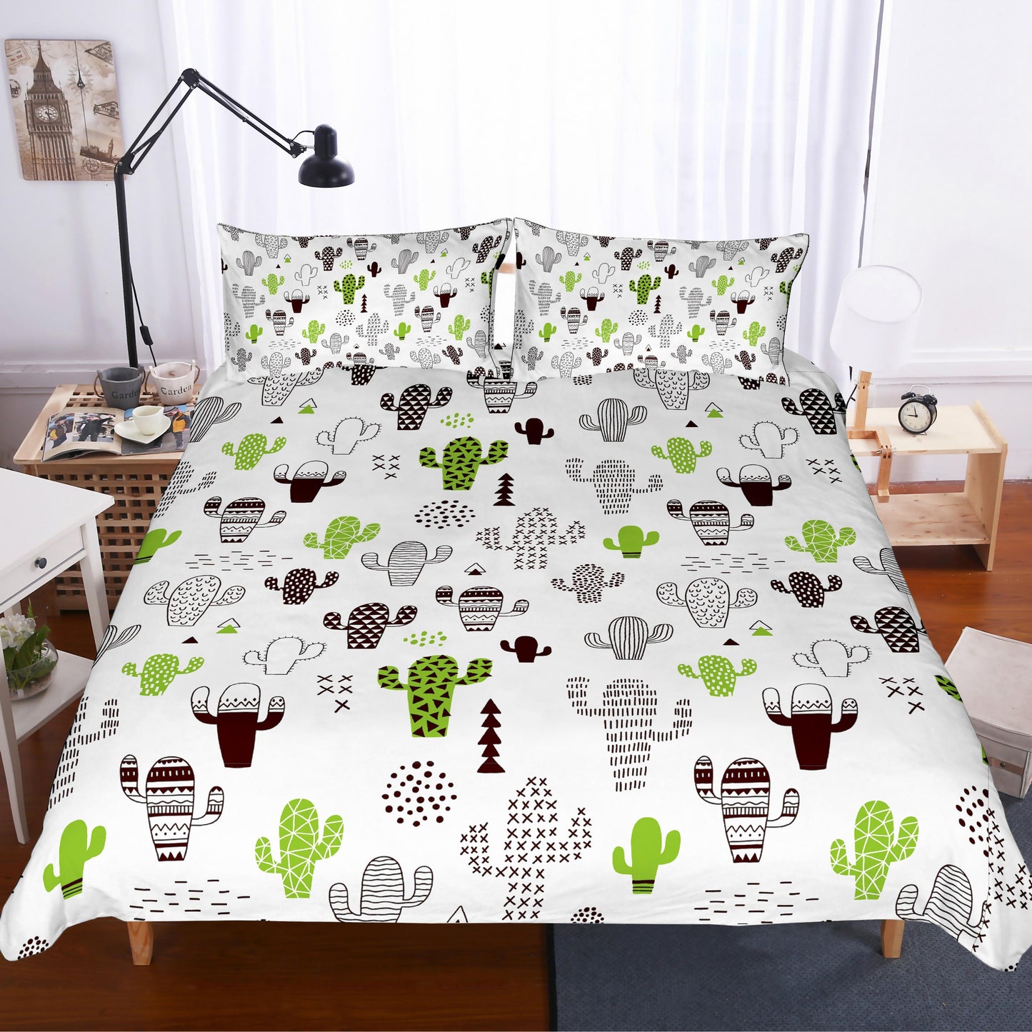 3D Black Cactus Quilt Cover Set Bedding Set Pillowcases 9