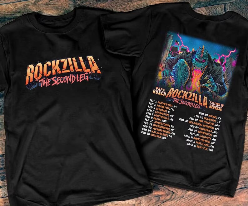 Rockzilla Tour 2023 Shirt, Rockzilla The Second Leg Tour Shirt, Papa Roach Falling In Reverse