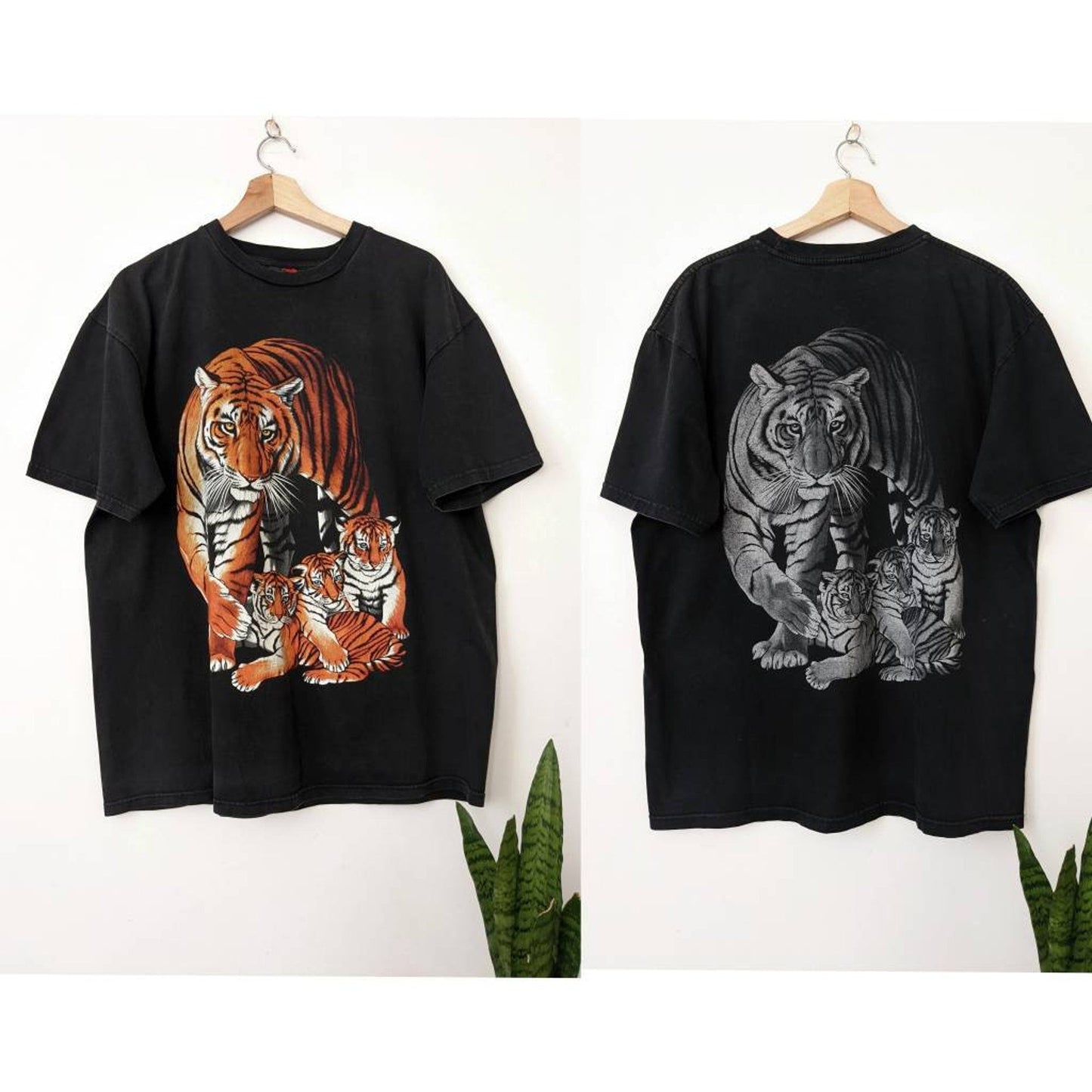 Vintage Tiger Graphic T-Shirt Native Faded Animal Safari Thunder shirt