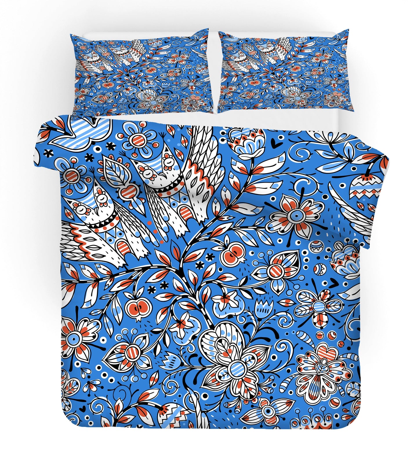 3D Blue Owl Floral Quilt Cover Set Bedding Set Duvet Cover Pillowcases SF68