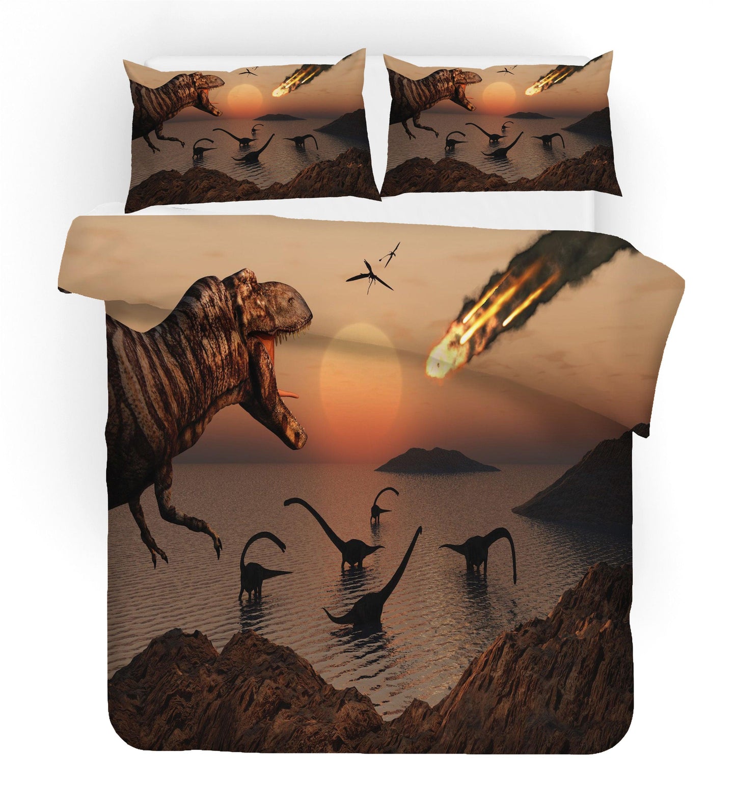 3D Animal Dinosaur Sunset Sky Quilt Cover Set Bedding Set Duvet Cover Pillowcases 110