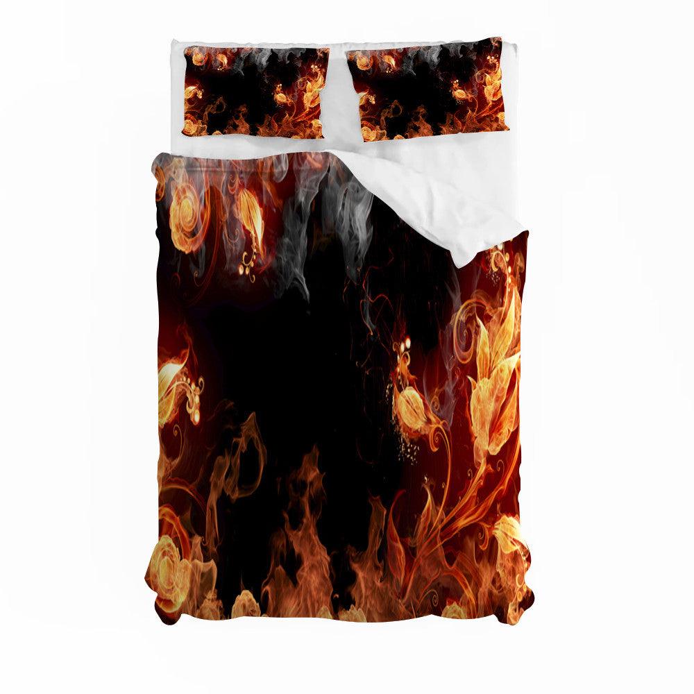 3D Art Golden Leaf Flame Quilt Cover Set Bedding Set Duvet Cover Pillowcases 147