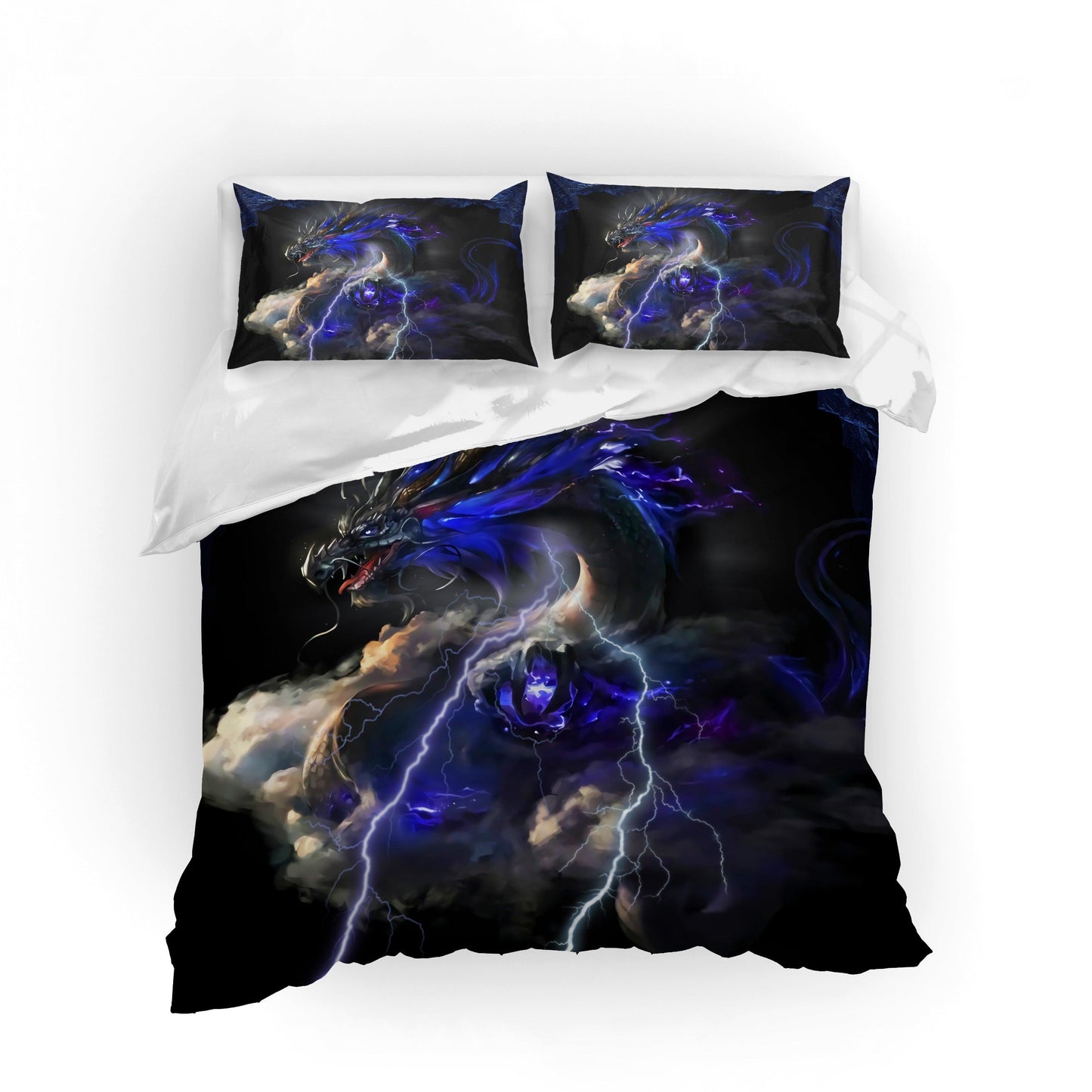 3D Blue Chinese Dragon Quilt Cover Set Bedding Set Pillowcases 21