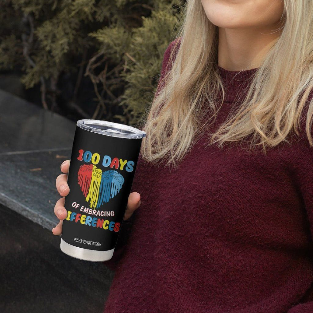 100 Days of School IEP Tumbler Cup Embrace Differences Neurodiversity Autism Acceptance ADHD Awareness TB02