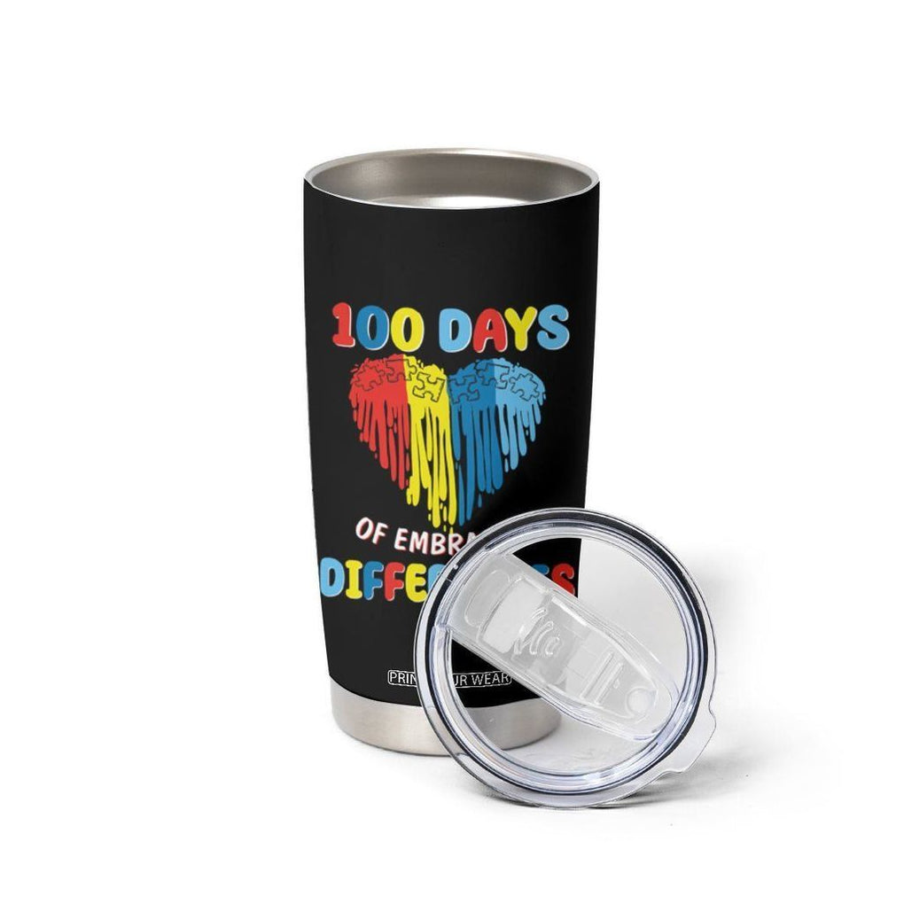 100 Days of School IEP Tumbler Cup Embrace Differences Neurodiversity Autism Acceptance ADHD Awareness TB02