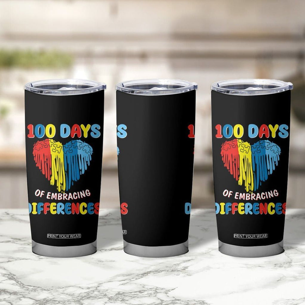 100 Days of School IEP Tumbler Cup Embrace Differences Neurodiversity Autism Acceptance ADHD Awareness TB02