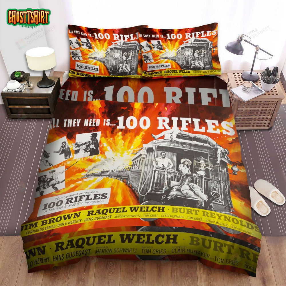 100 Rifles (1969) All They Need Movie Poster Bed Sheets Spread Comforter Duvet Cover Bedding Set