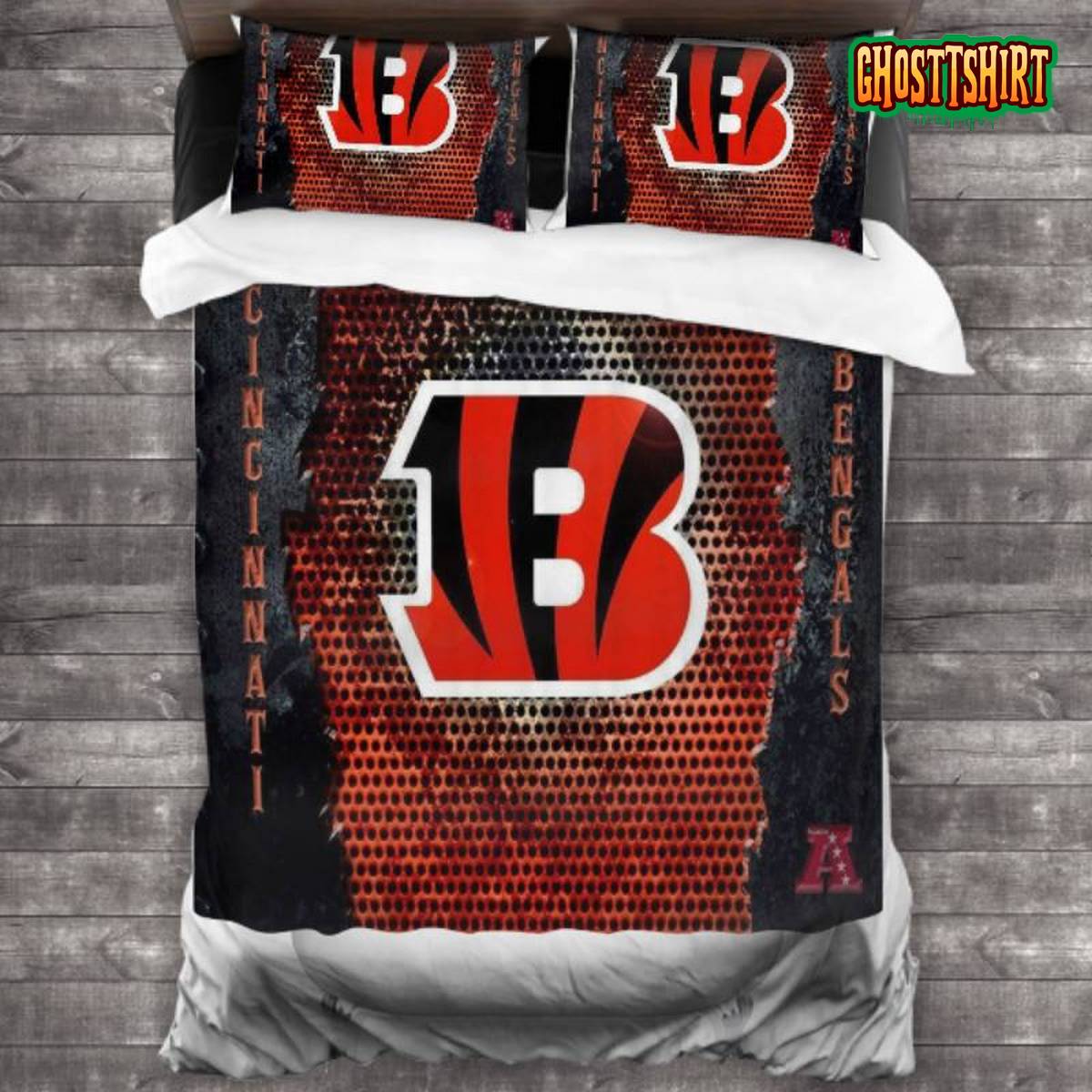 100 Washed Microfiber NFL Cincinnati Bengals Logo Bedding Set