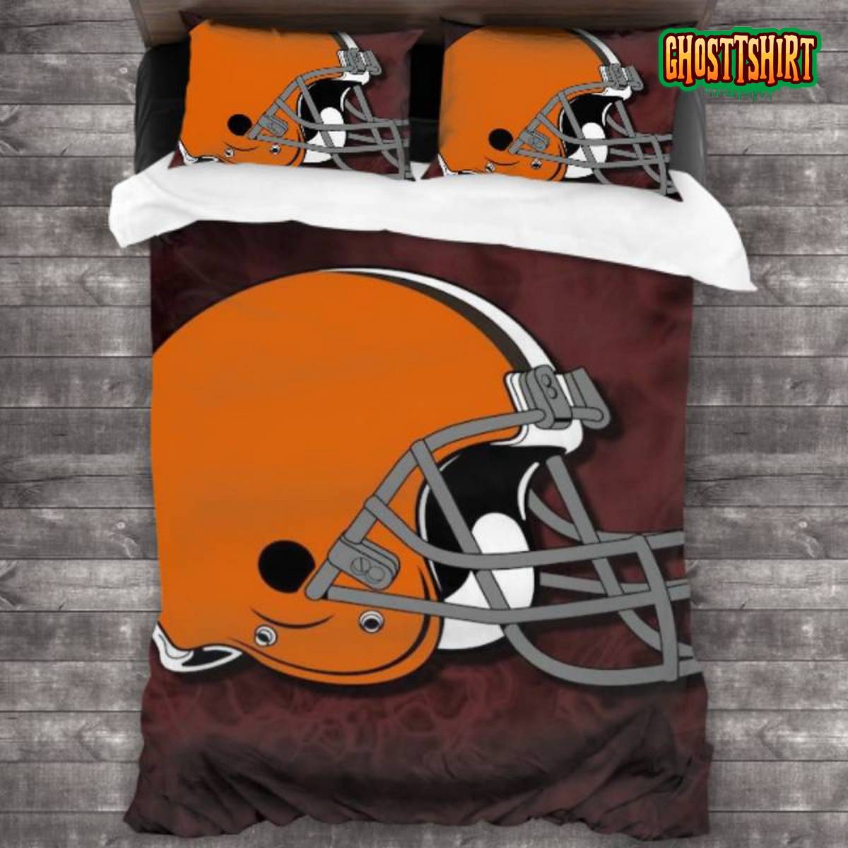 100 Washed Microfiber NFL Cleveland Browns Logo Bedding Set