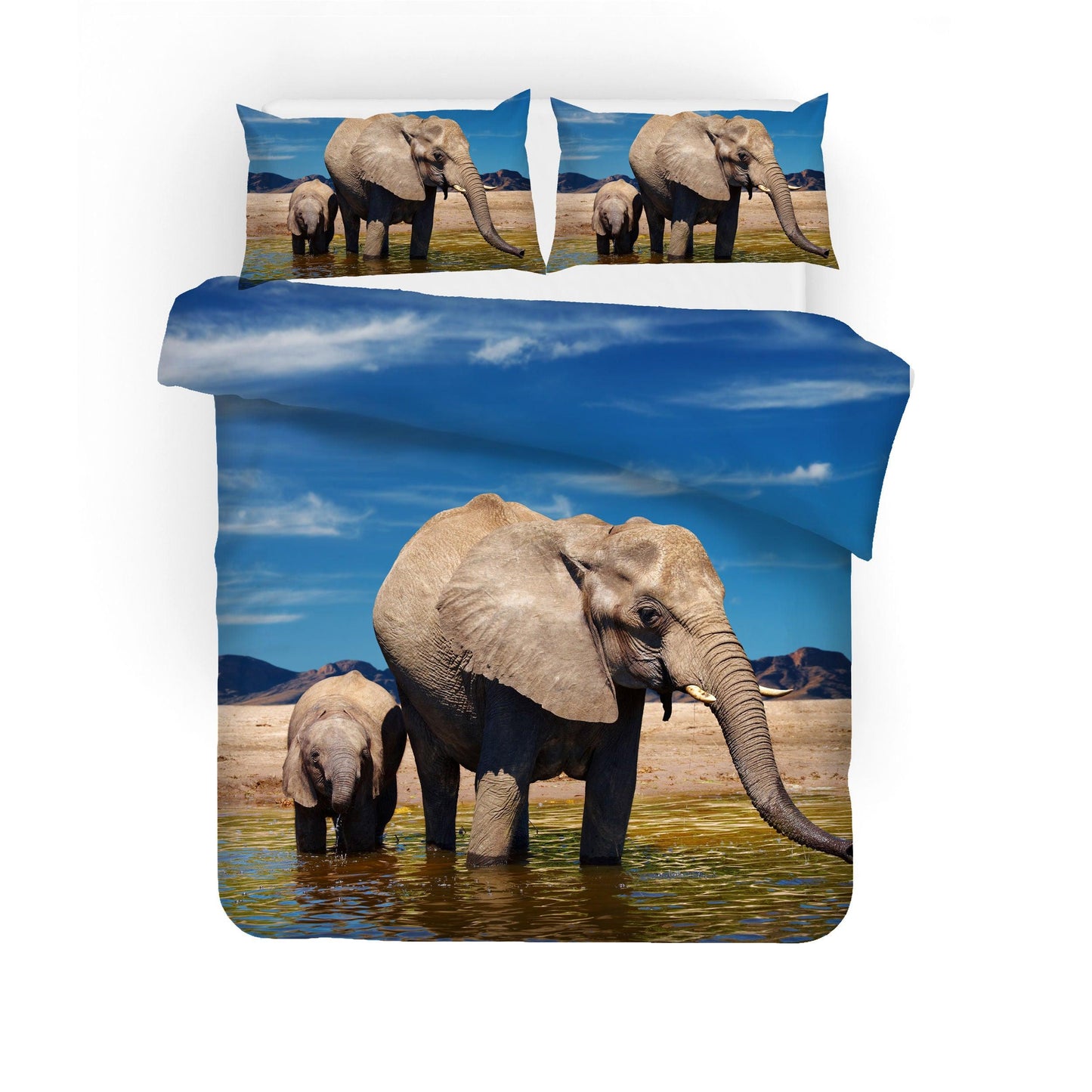 3D Blue Sky Elephant Quilt Cover Set Bedding Set Pillowcases 140