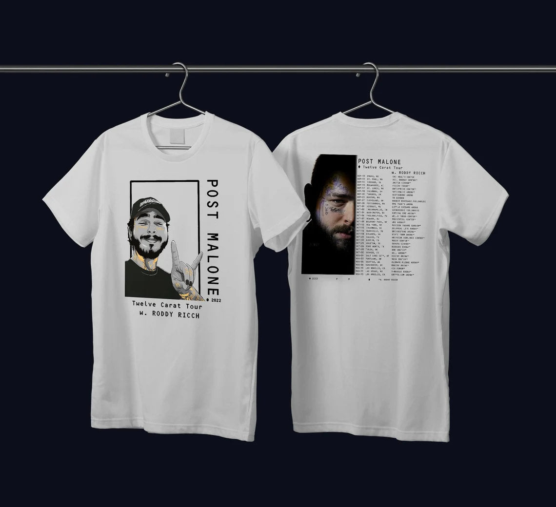 Post Malone Twelve Carat 2022 Tour Double sided shirt