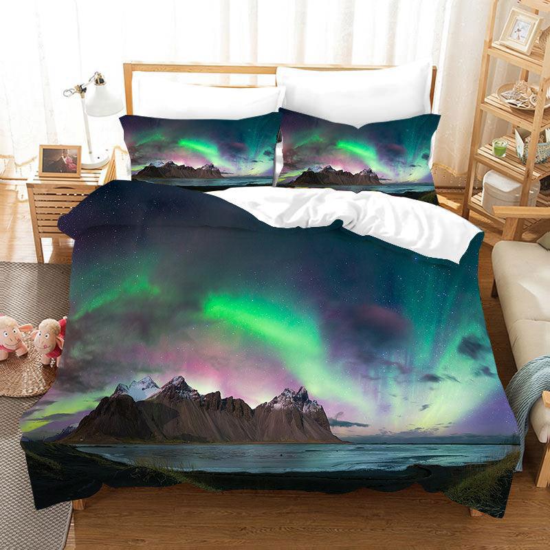 3D Qurora Bright Blue Quilt Cover Set Bedding Set Duvet Cover Pillowcases D12ZY