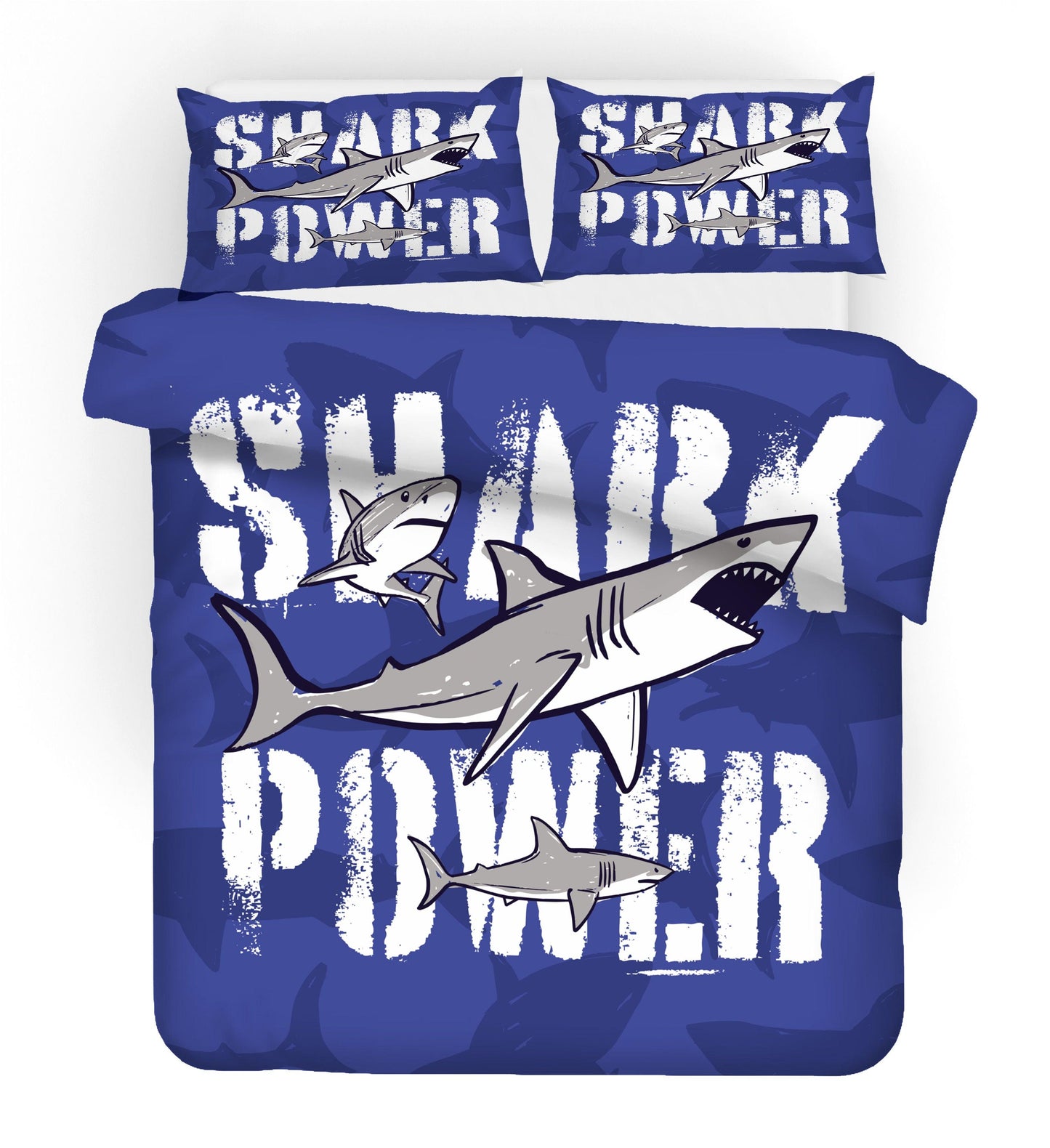 3D Cartoon Blue Shark Animal Quilt Cover Set Bedding Set Duvet Cover Pillowcases 45