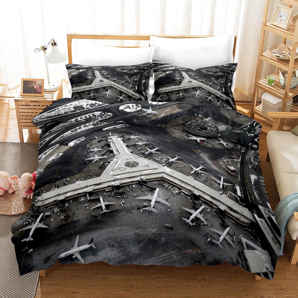 3D Airplane Black Quilt Cover Set Bedding Set Pillowcases 246