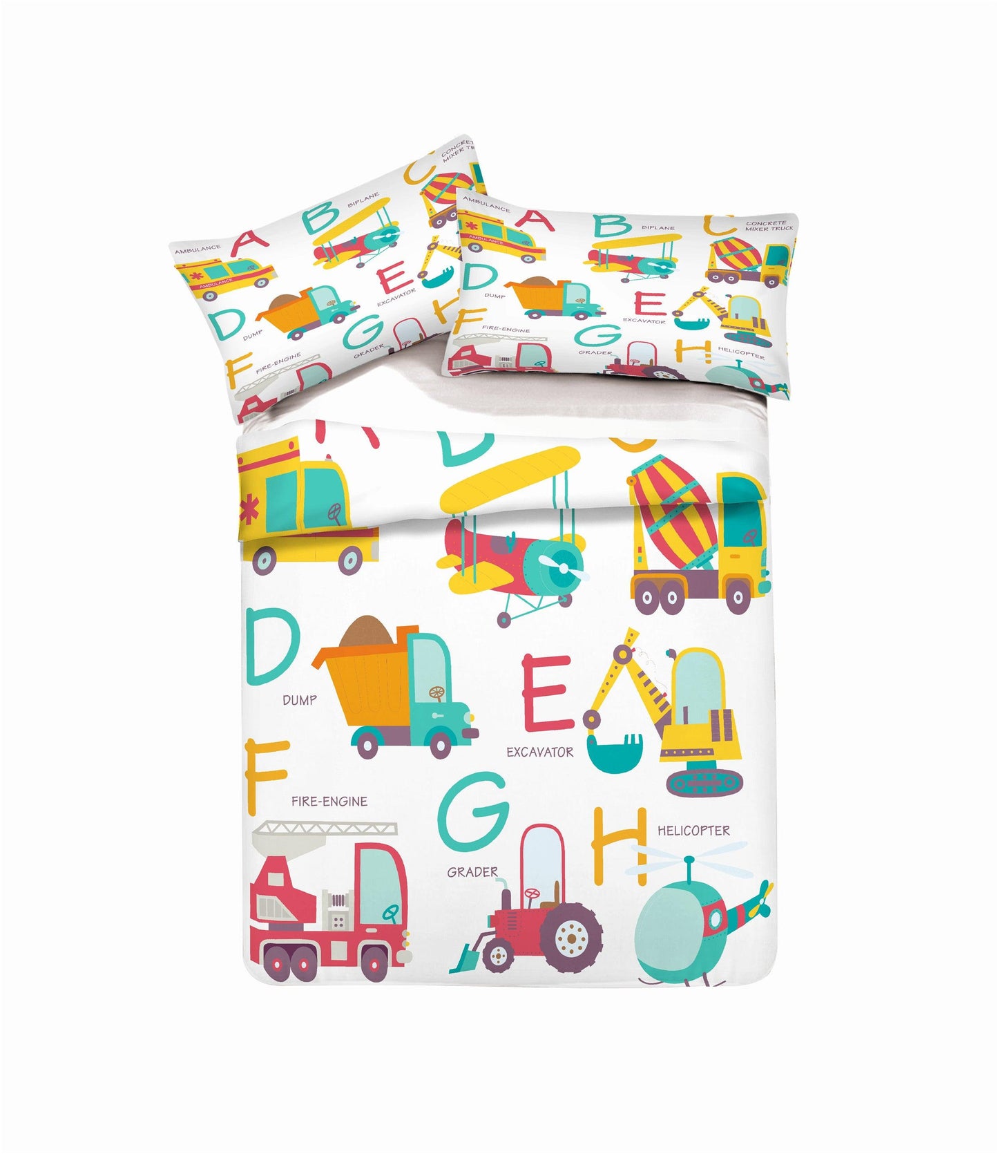 3D Cartoon Engineering Vehicle Pattern Quilt Cover Set Bedding Set Pillowcases 156