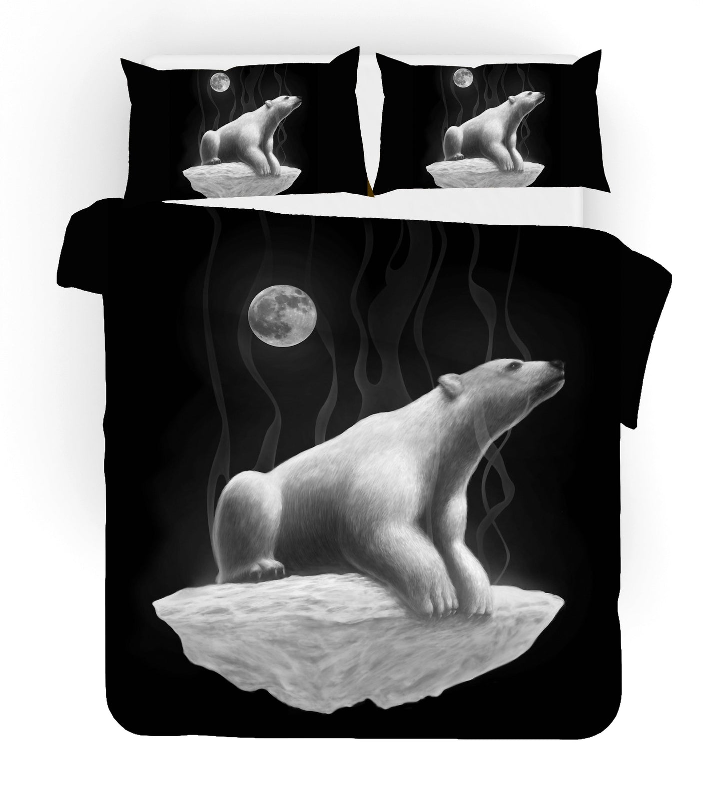 3D Black Moon Polar Bear Quilt Cover Set Bedding Set Pillowcases 119