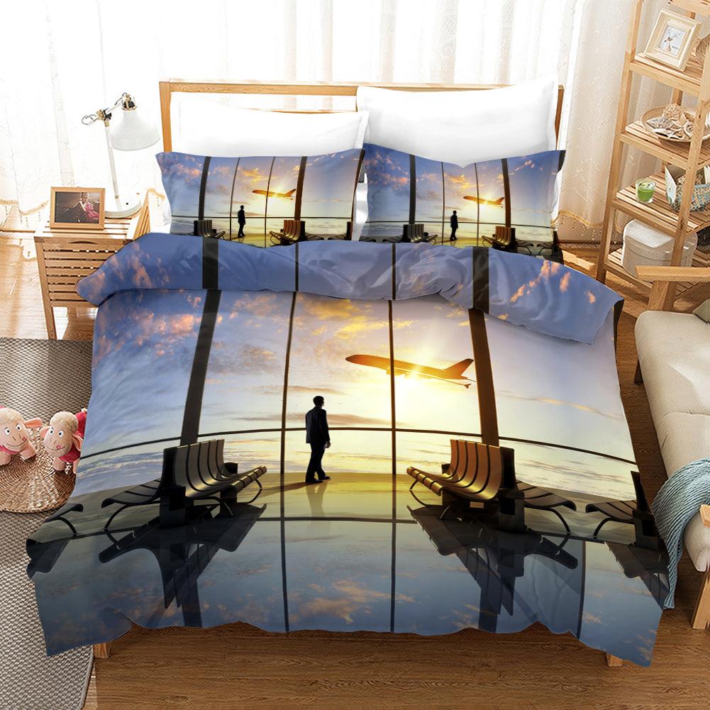 3D Aircraft Airport Quilt Cover Set Bedding Set Pillowcases 247