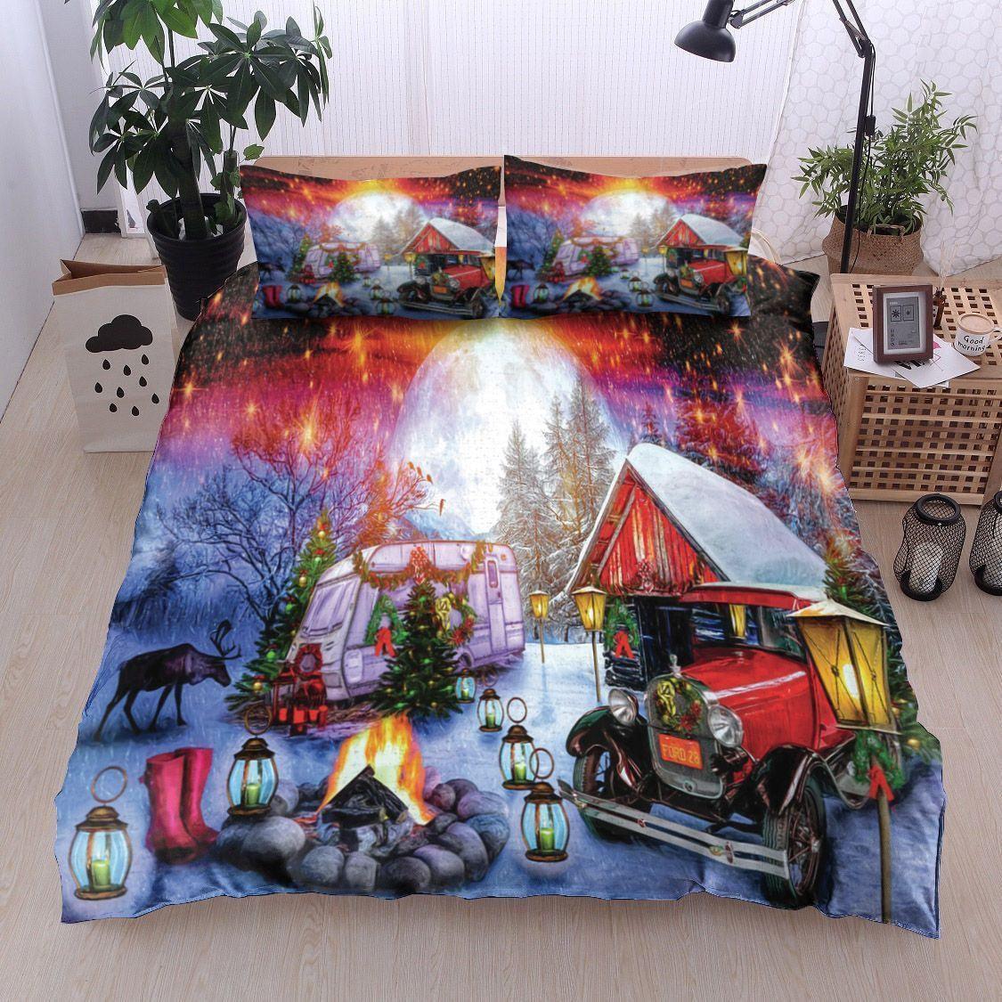 Personalized 3-piece Duvet Cover Bedding Set Christmas Camping Bedding Set IYS