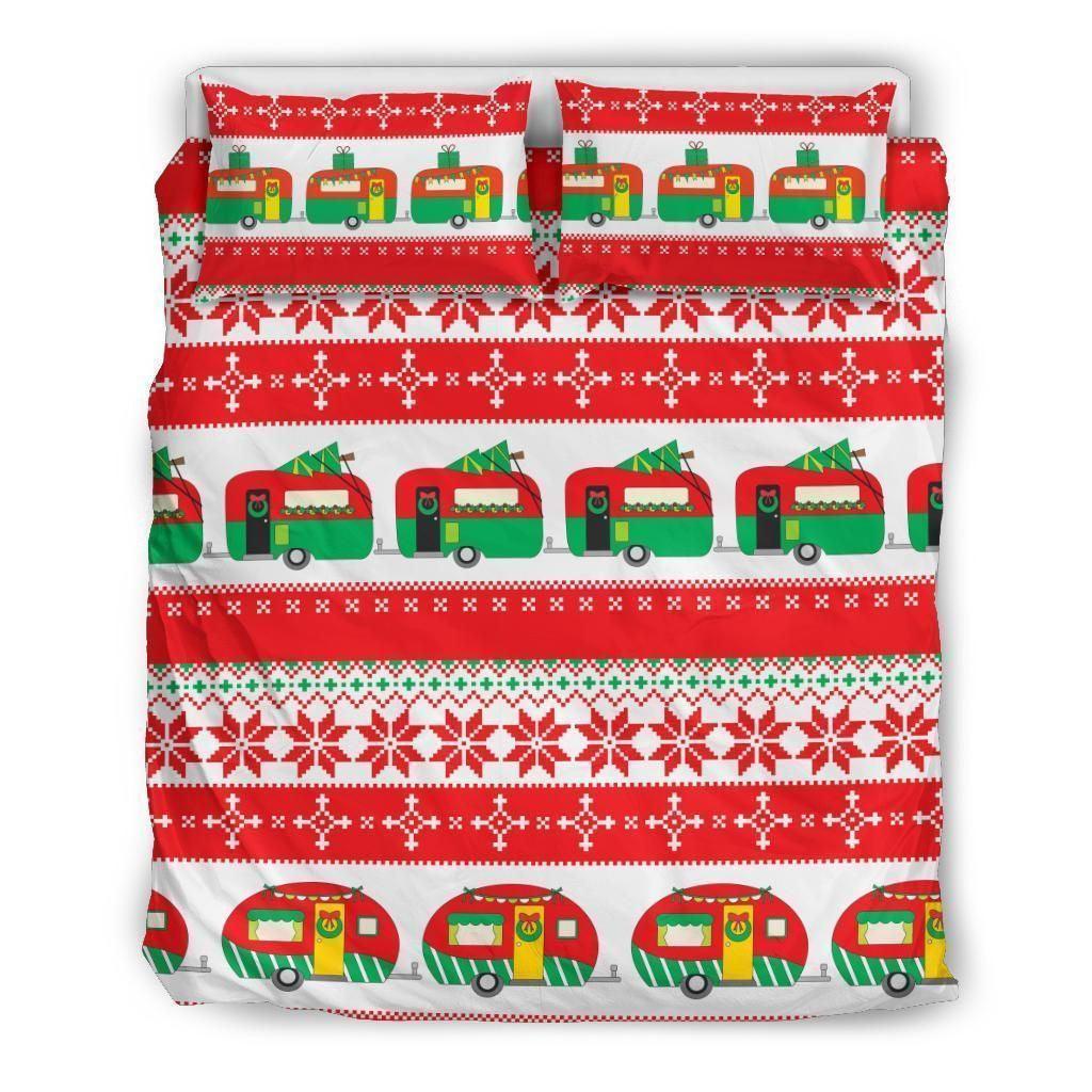 Personalized 3-piece Duvet Cover Bedding Set Camper Camping Christmas Bedding Set IYT
