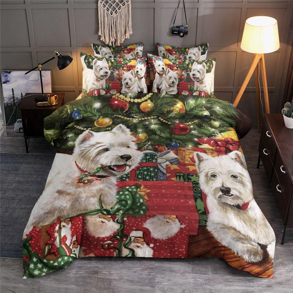 Personalized 3-piece Duvet Cover Bedding Set Merry Christmas Dog Bedding Set IYP