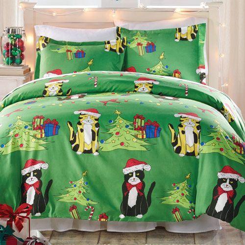 Personalized 3-piece Duvet Cover Bedding Set Christmas Cat CLM0312055B Bedding Sets